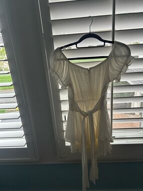 Altar'd State Cream Puff Sleeve Tie-Waist Casual Dress